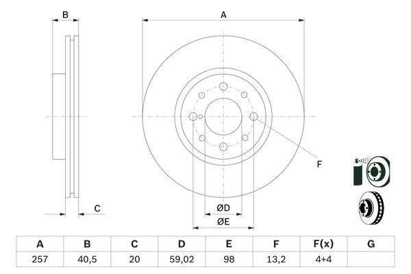 BOSCH製 アルファロメオ 145 146 155 フィアット ドブロ ランチア デドラ 0986478515 ブレーキディスクローター フロント ２枚セット 新品_画像5