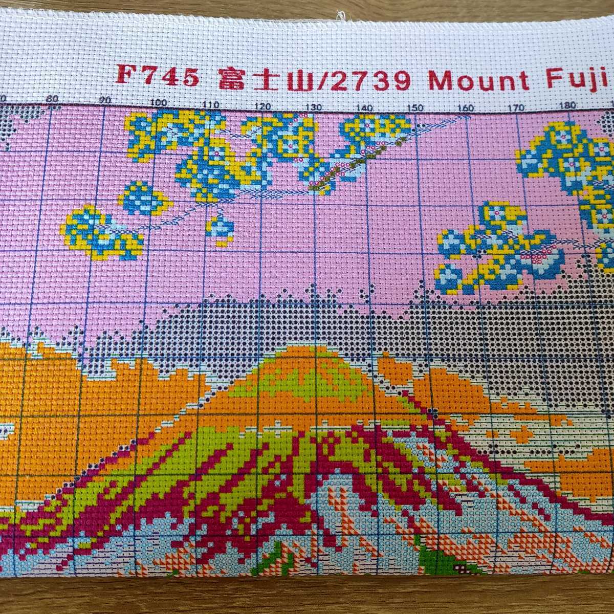 クロスステッチキット 富士山 14CT 59×40cm 図案印刷あり 刺繍