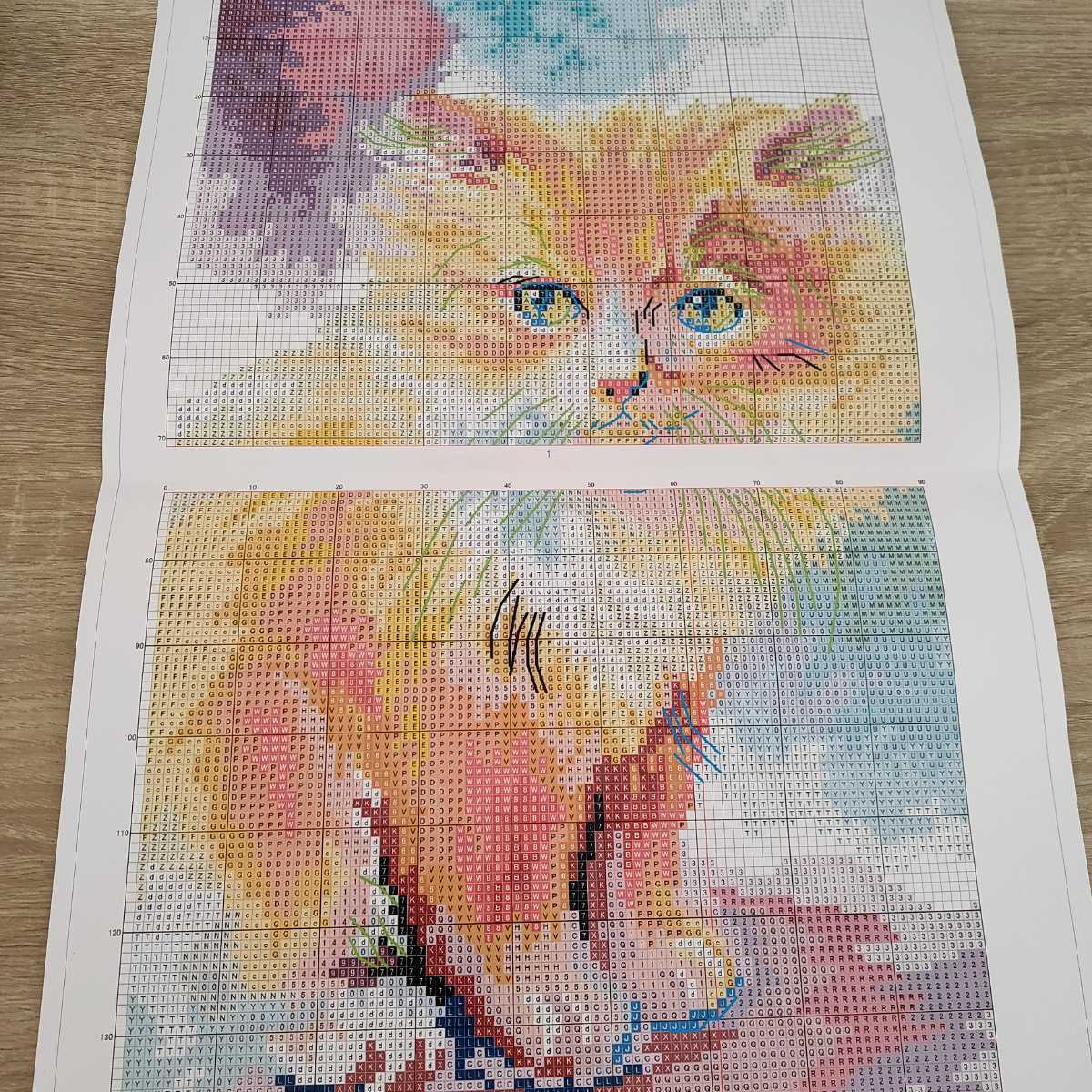 クロスステッチキット SUNNYCAT 猫 図案印刷あり 14CT 29×33cm 刺繍