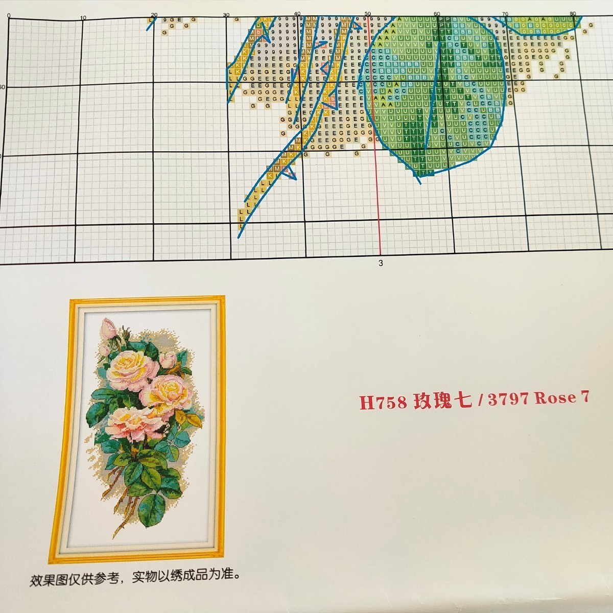 クロスステッチキット レトロローズ Retro rose バラ 薔薇 14CT 25×42cm 図案印刷あり 刺繍