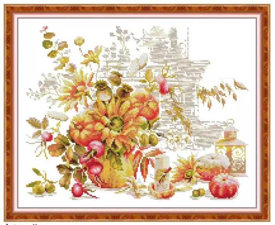 クロスステッチキット Autumn Vase 14CT オータム 秋 かぼちゃ キャンドル 42×34cm 図案印刷あり 刺繍