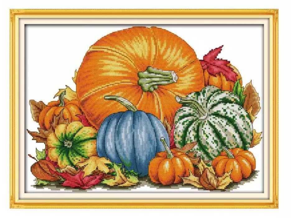 クロスステッチキット pumpkin パンプキン かぼちゃ 14CT 41×30cm 図案印刷あり 刺繍_画像1