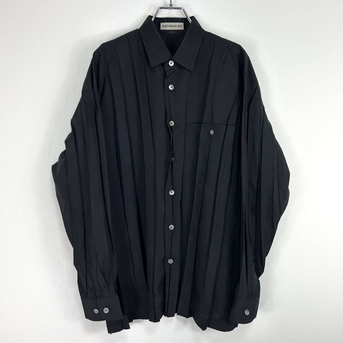 おすすめ 【レア】90's イッセイミヤケメン 黒 長袖プリーツシャツ