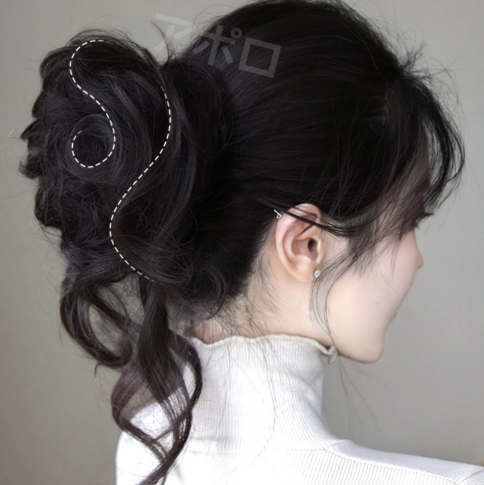 ●普通郵便発送● お団子ウィッグ 黒色 つけ毛 ヘアアクセサリー 黒 ブラック No.901 E_画像4