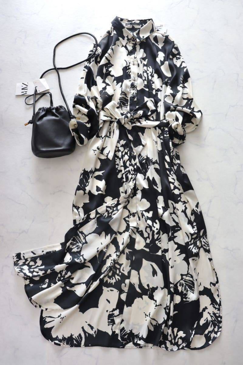 ZARA ザラ 大人素敵 シャツ ワンピース フラワープリント 花柄