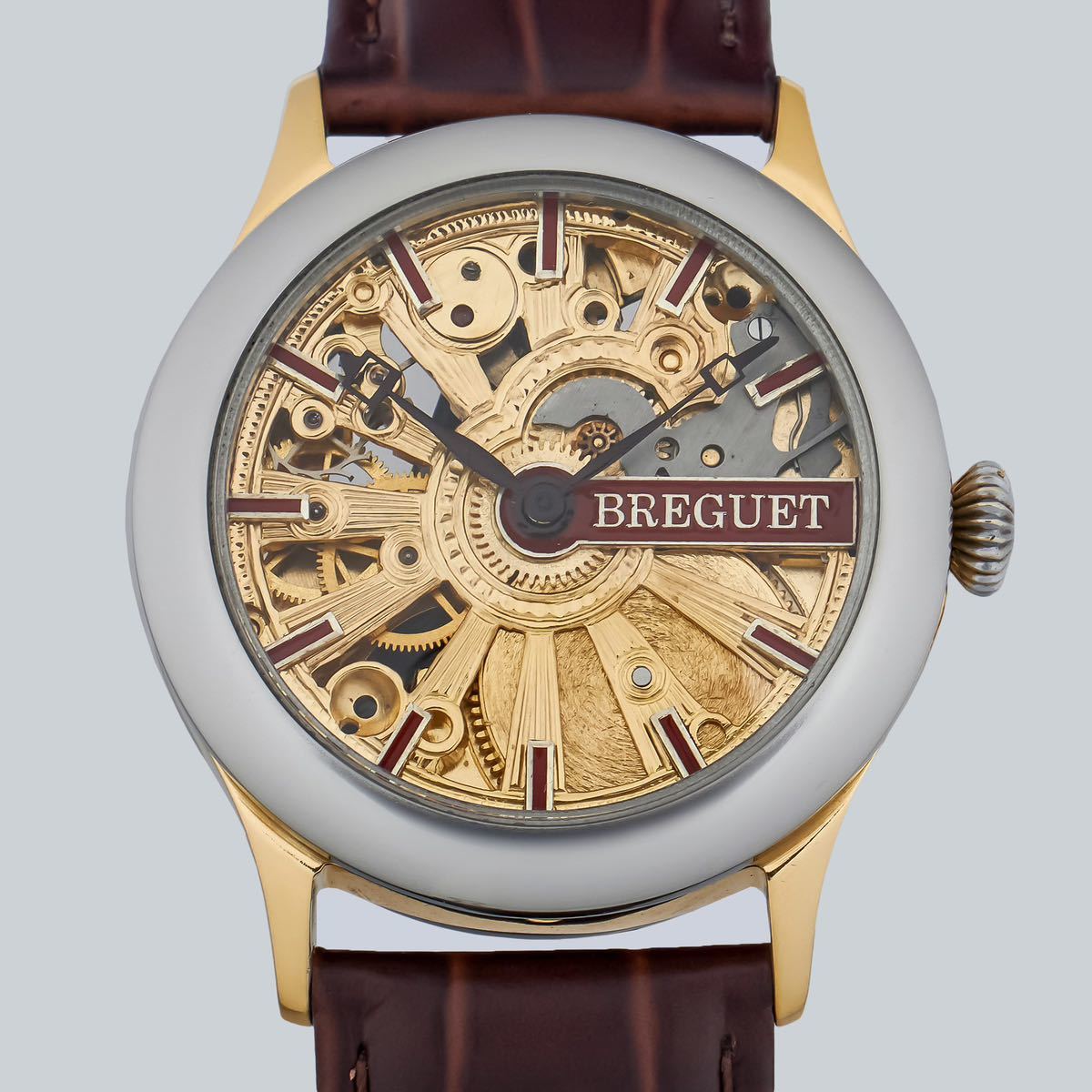 アンティーク Marriage watch Breguet 懐中時計をアレンジした45mmのメンズ腕時計 半年保証 手巻き スケルトン_画像1