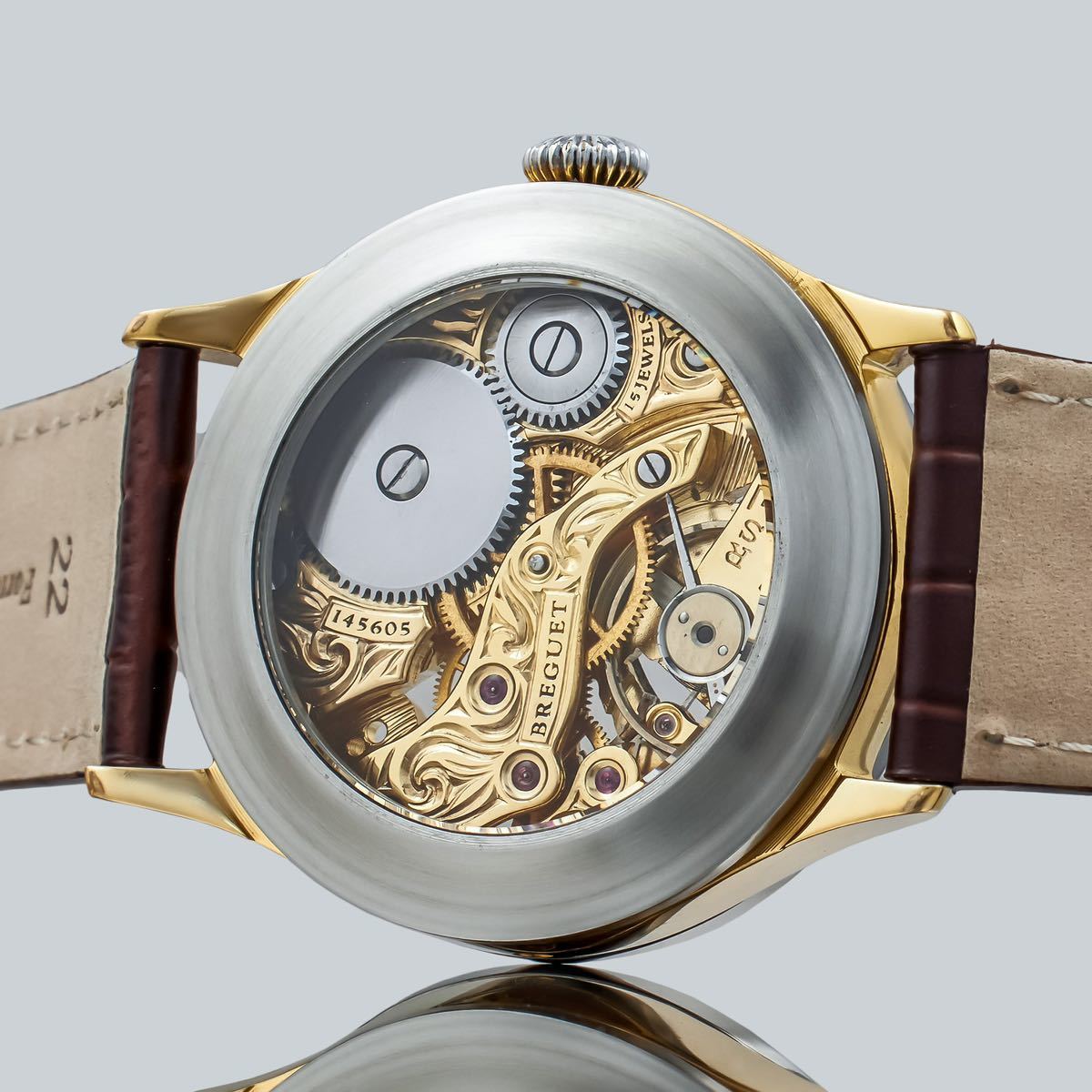 アンティーク Marriage watch Breguet 懐中時計をアレンジした45mmのメンズ腕時計 半年保証 手巻き スケルトン_画像3