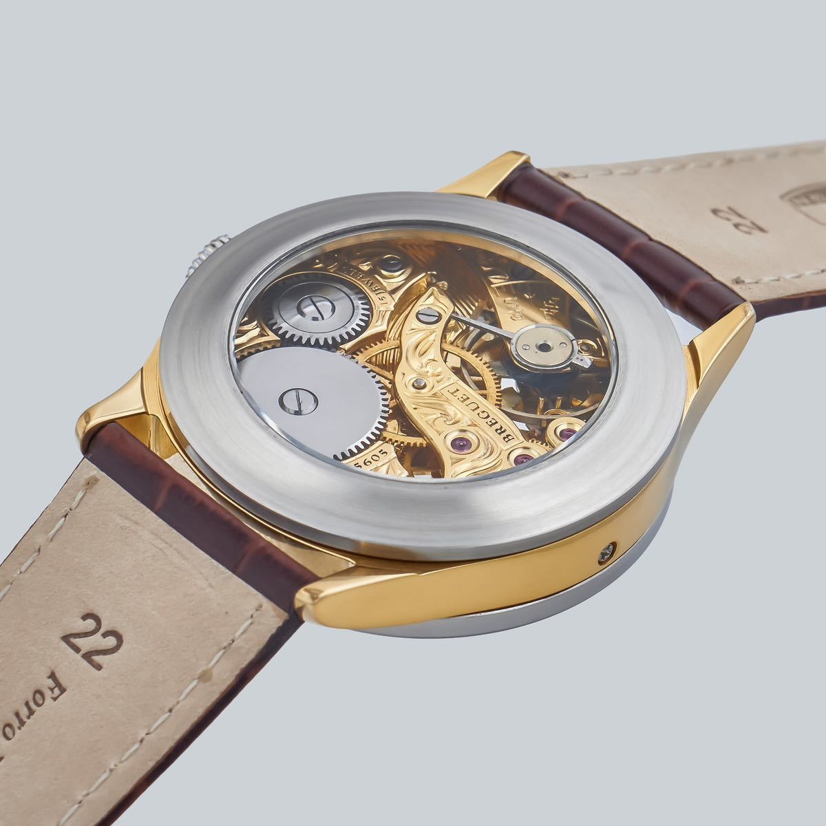 アンティーク Marriage watch Breguet 懐中時計をアレンジした45mmのメンズ腕時計 半年保証 手巻き スケルトン_画像5