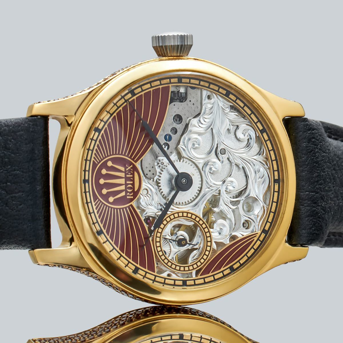 アンティーク／Marriage watch／Rolex 懐中時計をアレンジした45mmのメンズ腕時計 ／半年保証／ 手巻き ／スケルトン_画像3