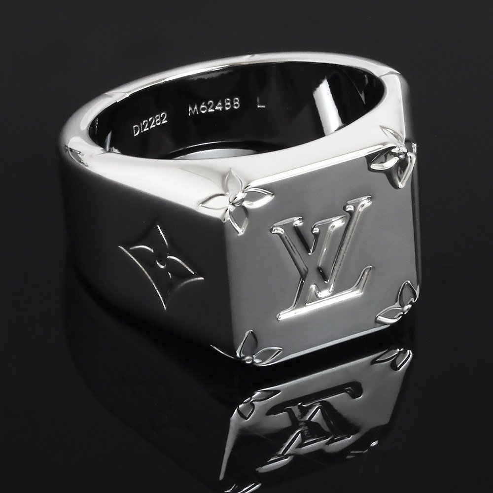 Louis Vuitton LOUIS VUITTON signet ring M62488 men's silver color