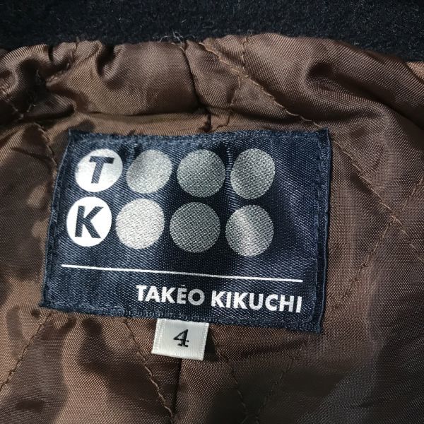 《良品◎》TAKEO KIKUCHI タケオキクチ★ウールブレンド*ショートピーコート*ジャケット*ブラック*サイズ4(MW2222)◆S80_画像5