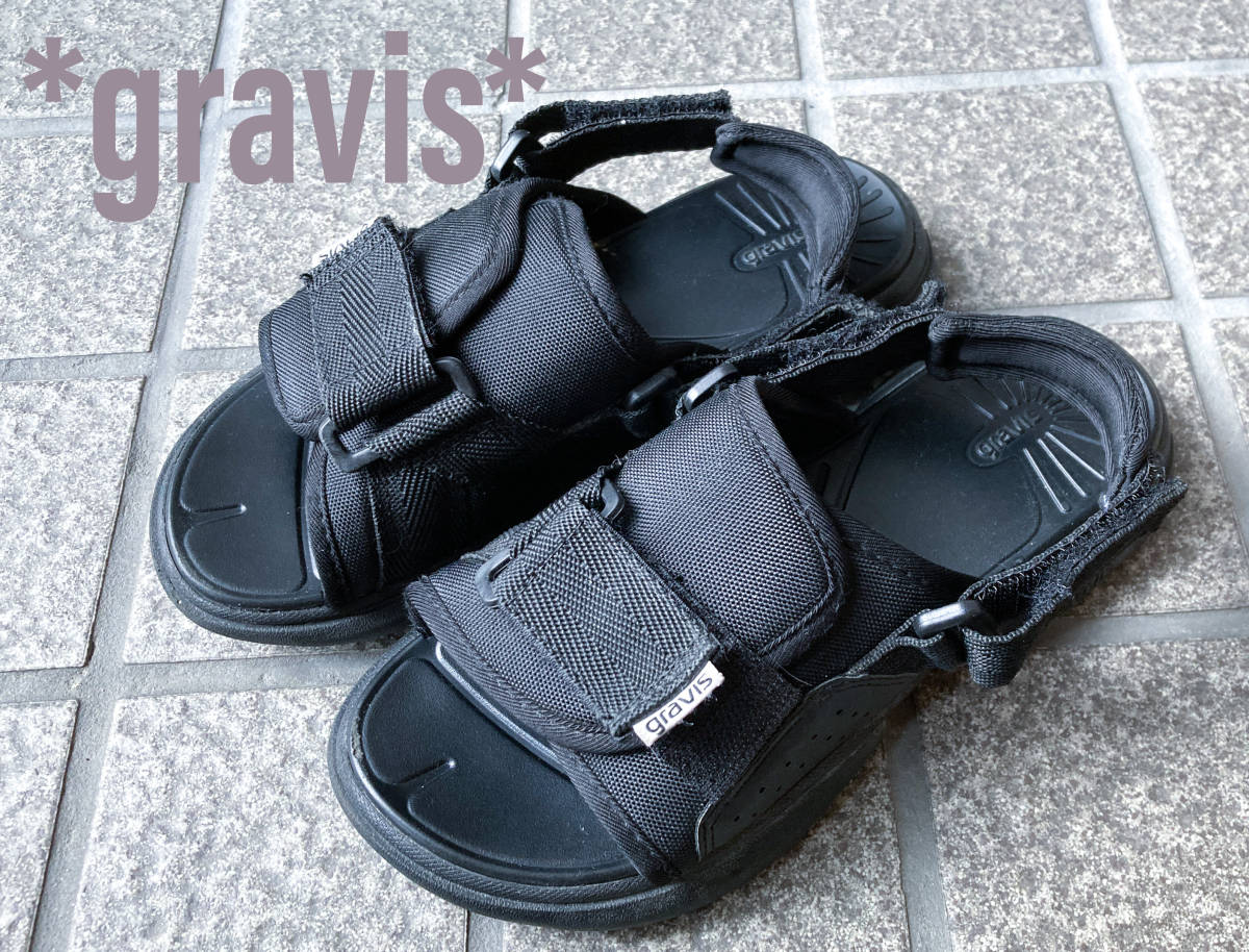 gravis 美品　キッズ　サンダル　21cm グラビス　ブラック　黒　マジックテープ　調節可能　ガールズ　女の子　19cm 20cm_画像1