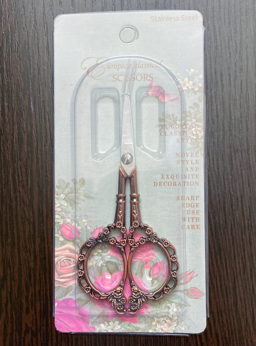  new goods flower pattern lovely * antique tongs bronze copper . scissors scrapbooking ko Large . paper thing 