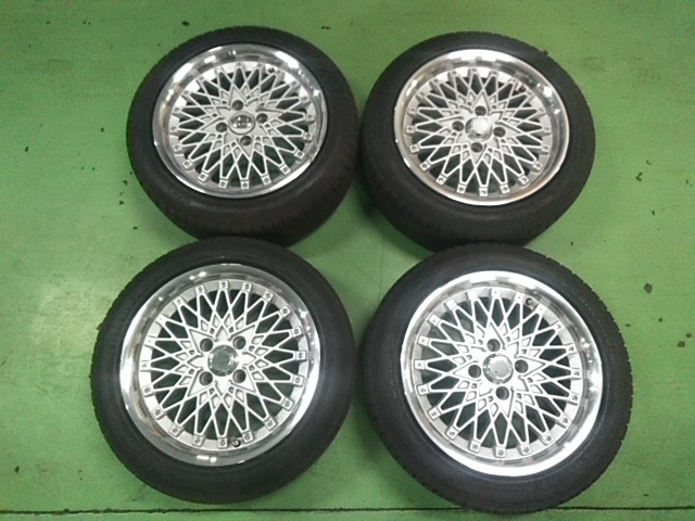 BBS風 メッシュホイール 15×6.5JJ 4H PCD100 +40 タイヤ 175/55R15 4本