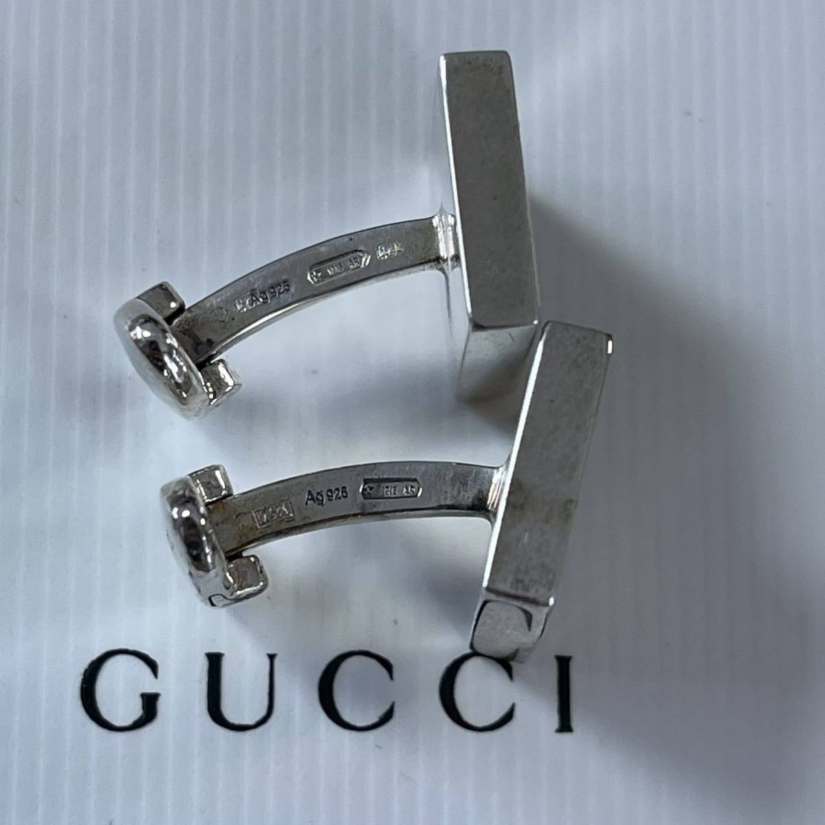 グッチ（GUCCI） スターリングシルバー925刻印入りGGゴーストカフス　カフリンクス　カフスボタン 新品　未使用　箱付き_画像9