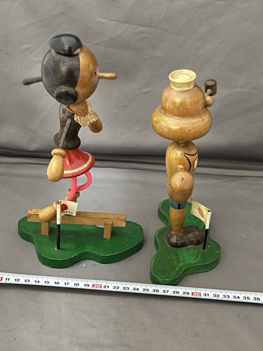 解体家屋か、ポパイ&オリーブ 希少木製首振り人形 1964 東京五輪 解体家屋か、ポパイ&オリーブ 希少木製首振り人形 1964 東京五輪