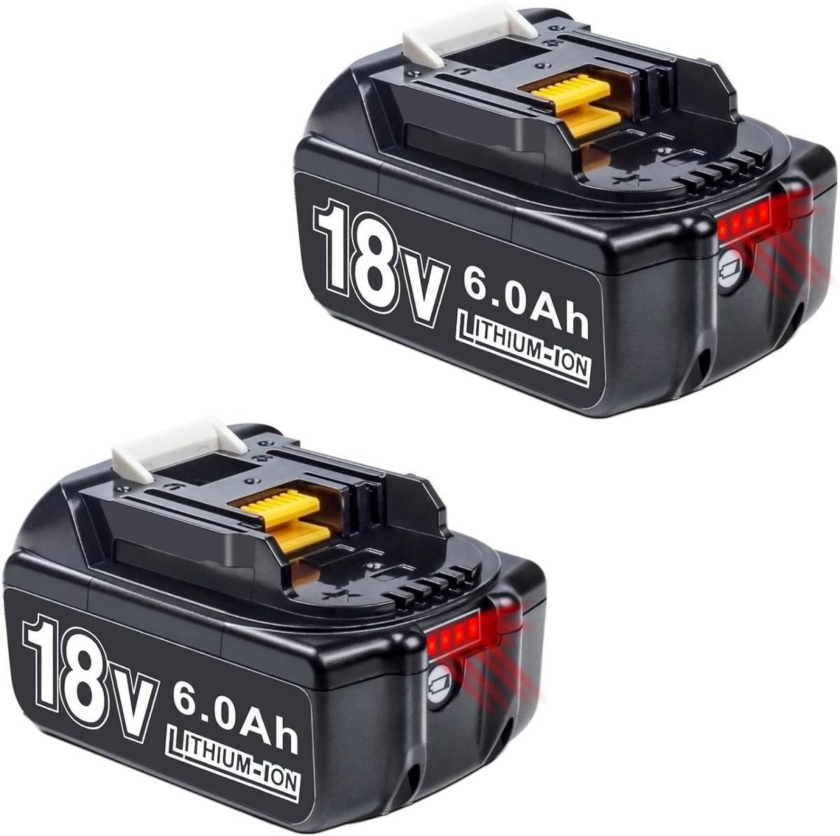 BOTKK..2個セット 互換 マキタ 18V バッテリー BL1860B 18V 6.0Ah 電動工具用 バッテリー 大容量電池LEDデジタル残量表示_画像1