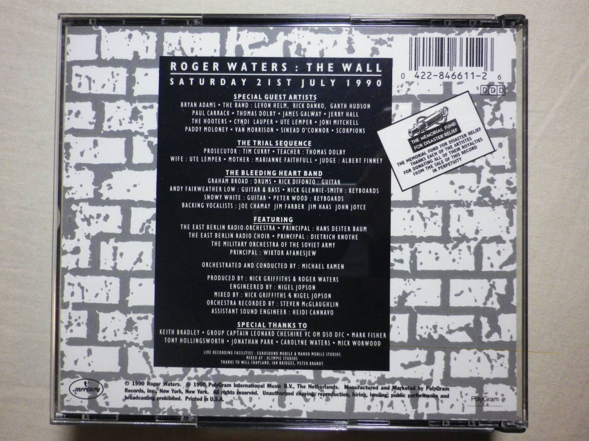 『Roger Waters/The Wall-Live In Berlin(1990)』(MERCURY 846 611-2,USA盤,2CD,The Band,Bryan Adams,Cyndi Lauper,Joni Mitchell)_画像2