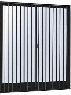 アルミサッシ YKK 縦格子付 引違い窓W640×H970　（06009）単板
