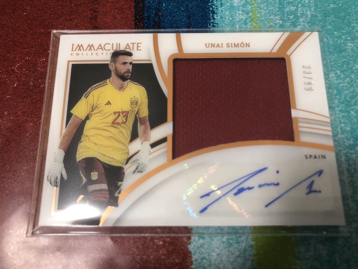 33/99 ウナイシモン PANINI IMMACULATE COLLECTION SOCCER PREMIUM SWATCH AUTOGRAPHS 直筆サイン スペイン代表_画像1