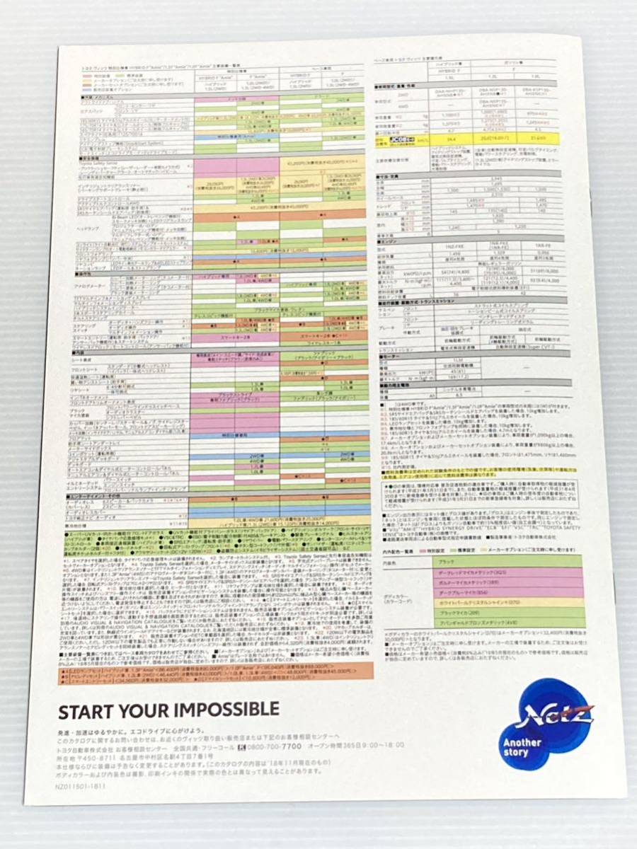 カタログ★トヨタ ヴィッツ 2018年11月 特別仕様車 アミー 1.3F 1.0F ★［管理番号 13］_画像3