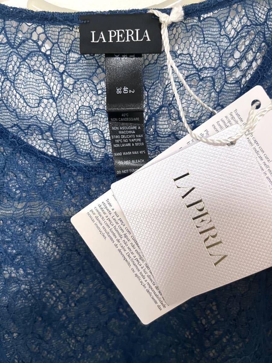 LA PERLA ラペルラ 新品未使用 インナー レース カットソー ブルー系 イタリア ランジェリー インポート_画像2