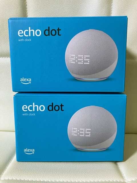 新品未開封 Echo Dot with clock 第5世代 グレーシャーホワイト 2台セット-