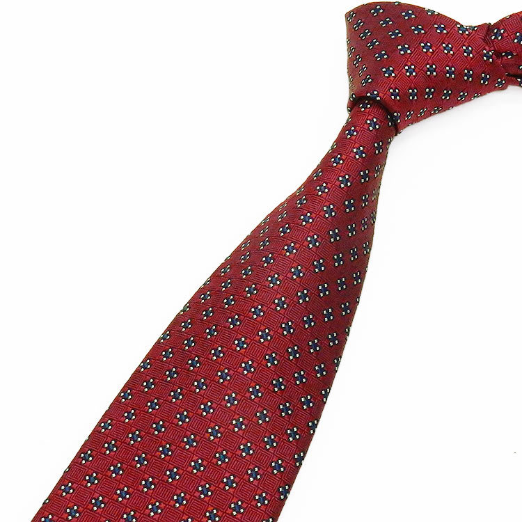 国産　高品質ネクタイ　赤レンガ色　小紋格子　シルク100％　京都縫製　メール便送料無料　KY-AK09_画像2