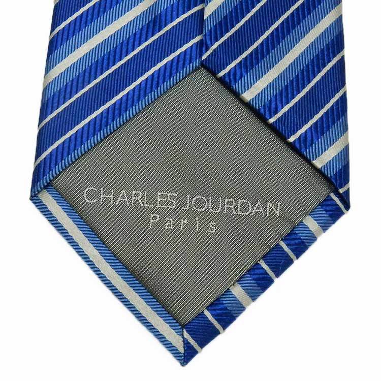 CHARLES JOURDAN　イタリア製ネクタイ　青紺×サックス　ストライプ　シルク100％　メール便可　シャルルジョルダン CJR02_画像5
