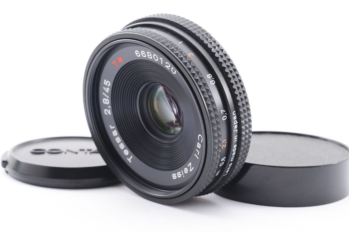 華麗 45mm Tessar T* Zeiss Carl Contax f/2.8 パンケーキレンズ [美品