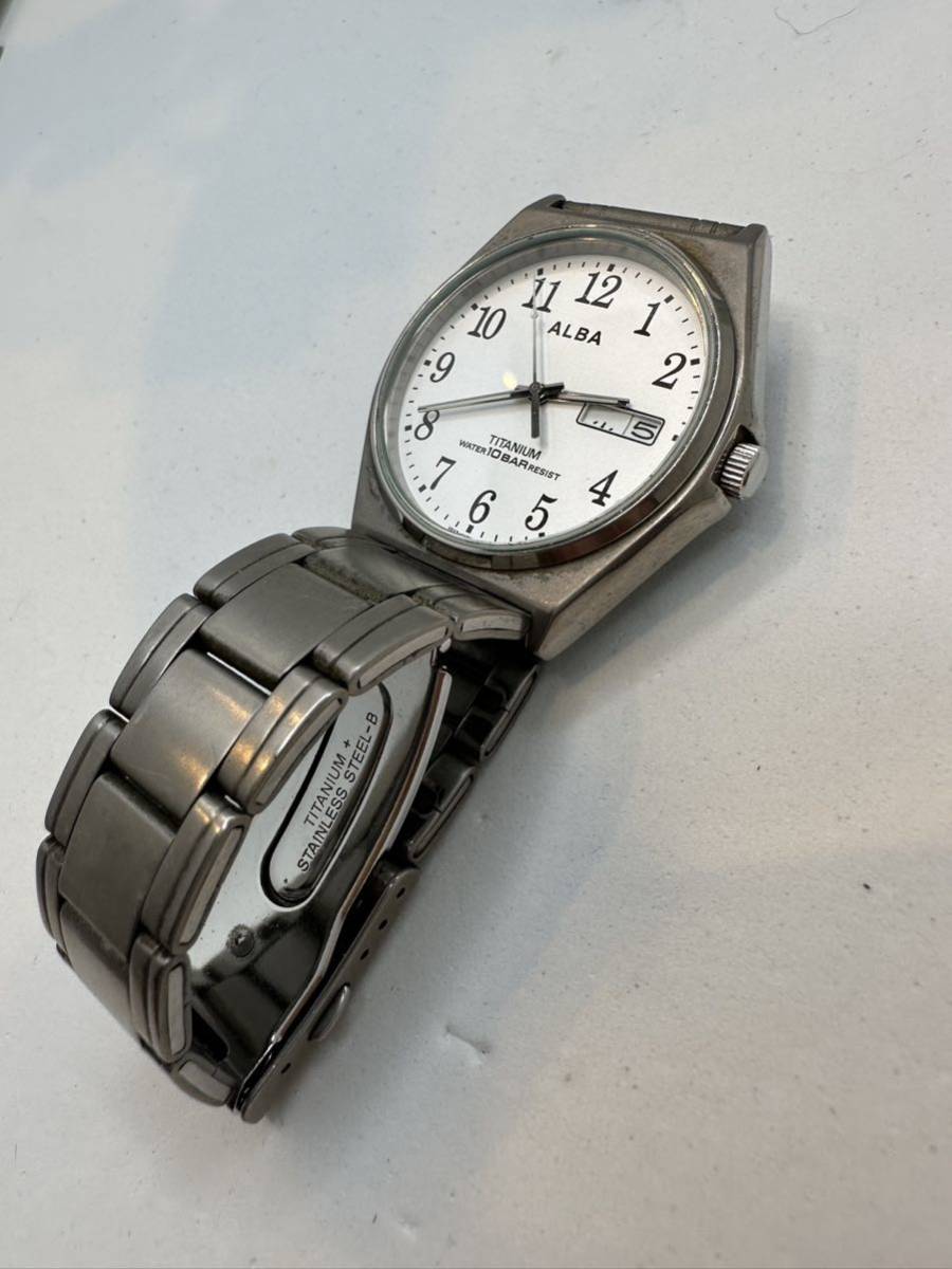 【SEIKO 】ALBA メンズ腕時計 TITANIUM クォーツ 中古品　電池交換済み　稼動品　40-10_画像2