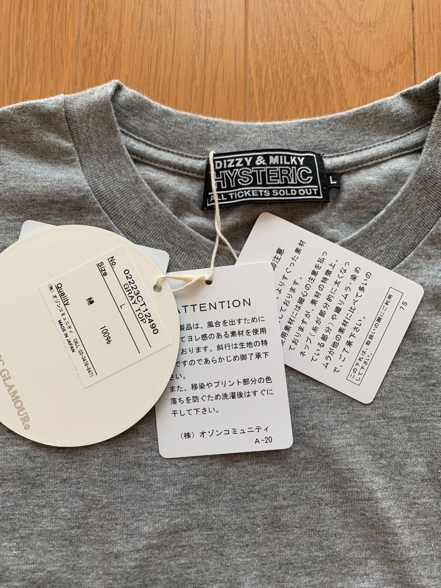 ヒステリックグラマー ロゴTシャツ Tシャツ グレー サイズL 新品 ヒステリックグラマー ロゴTシャツ Tシャツ グレー サイズL 新品
