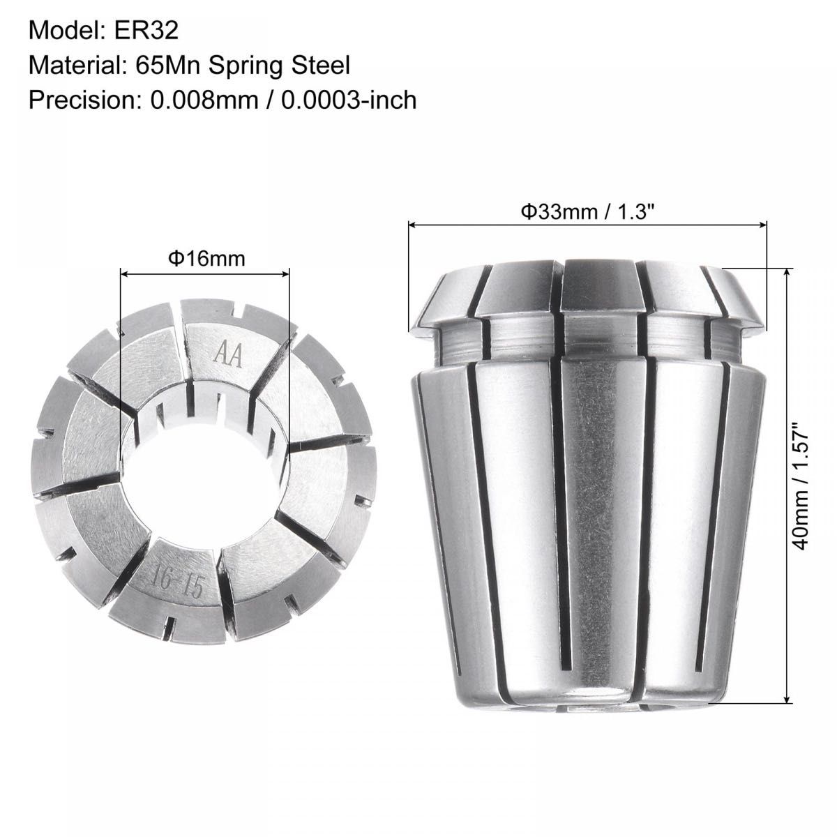 スプリングコレット ER32 16mm CNC彫刻機 旋盤用 ミリング