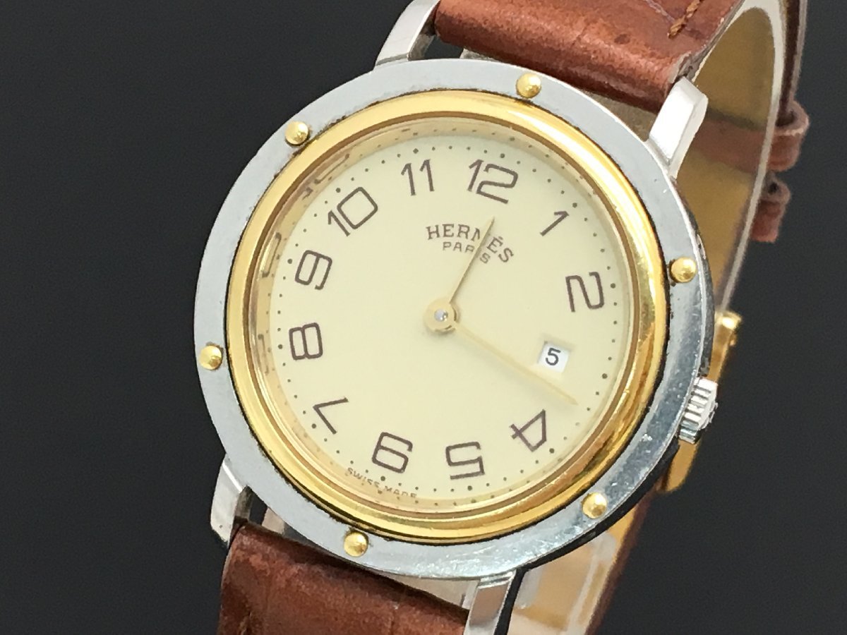 安いそれに目立つ クォーツ クリッパー エルメス 腕時計 中古