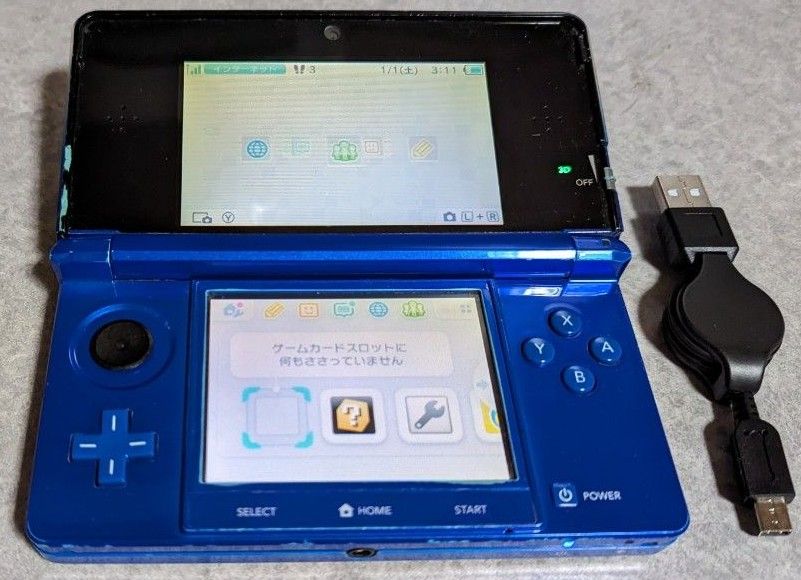 ニンテンドー3DS本体のみ　コバルトブルー　ダウンロードソフト多数　難あり　ジャンク