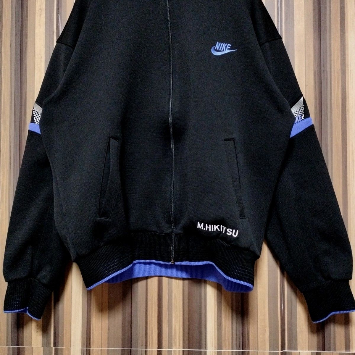 90s 銀タグ OLD NIKE ナイキ SWOOSH トラックジャケット 黒L-