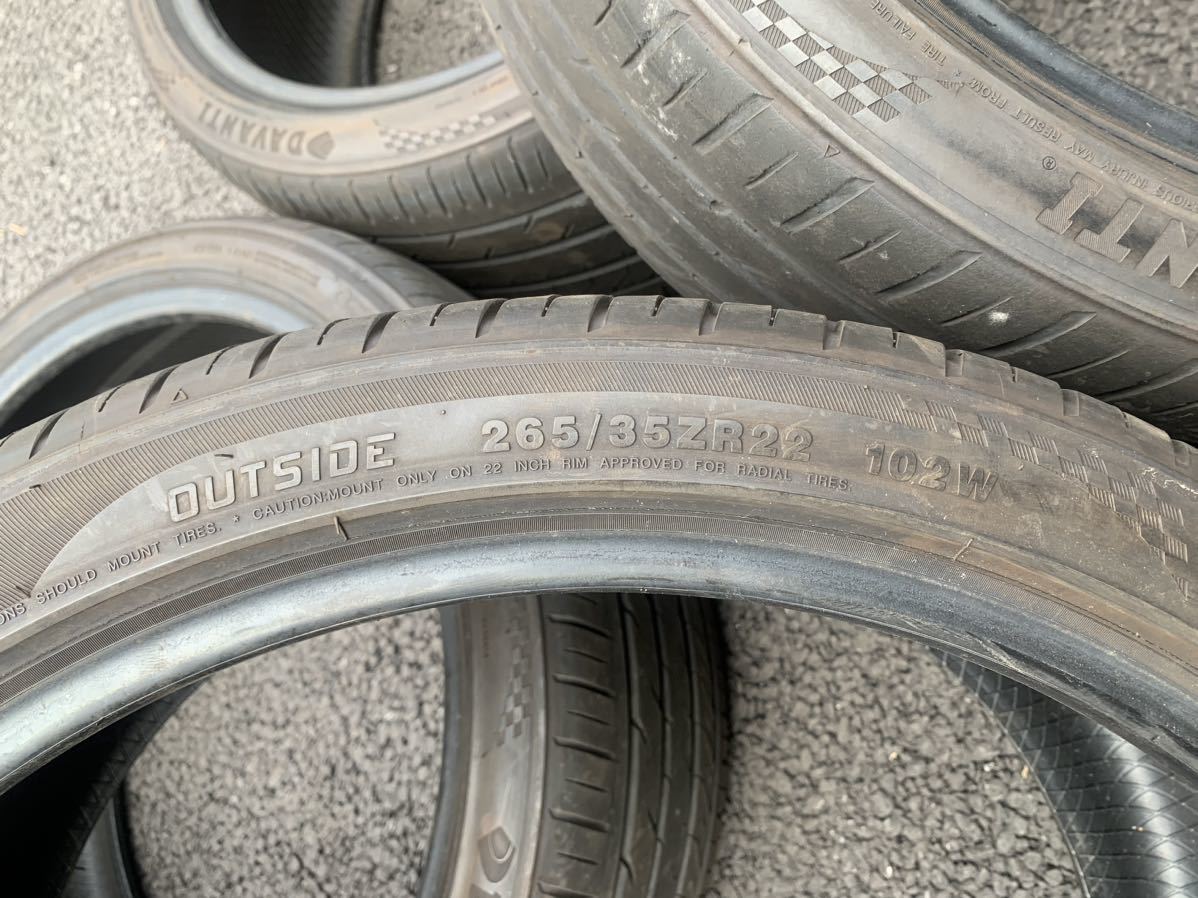 中古 サマータイヤ ダヴァンティ DAVANTI DX640 265/35R22 102W 4本セット 2019年製_画像5