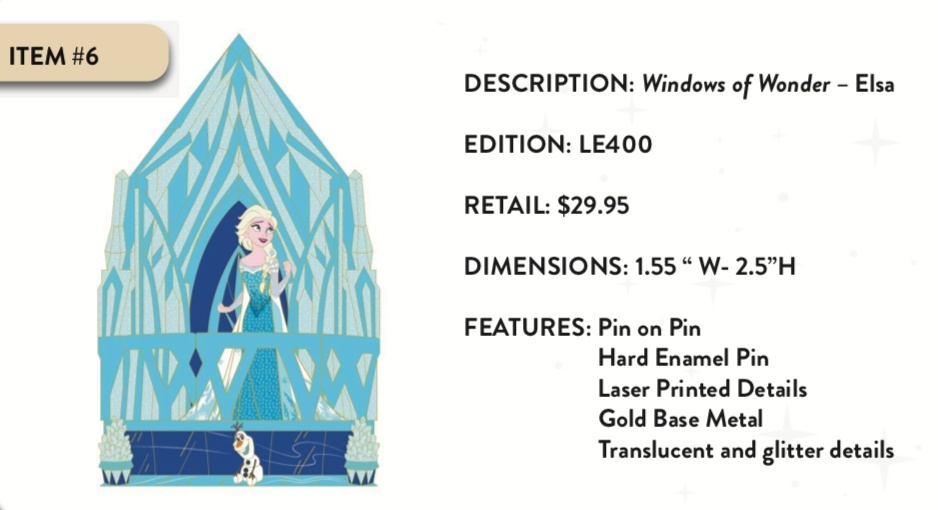 【未開封】D23 窓 ピンバッジ エルサ LE400 【送料無料・匿名配送】DestinationD23 2023 disneypins Windows of Wonder アナと雪の女王