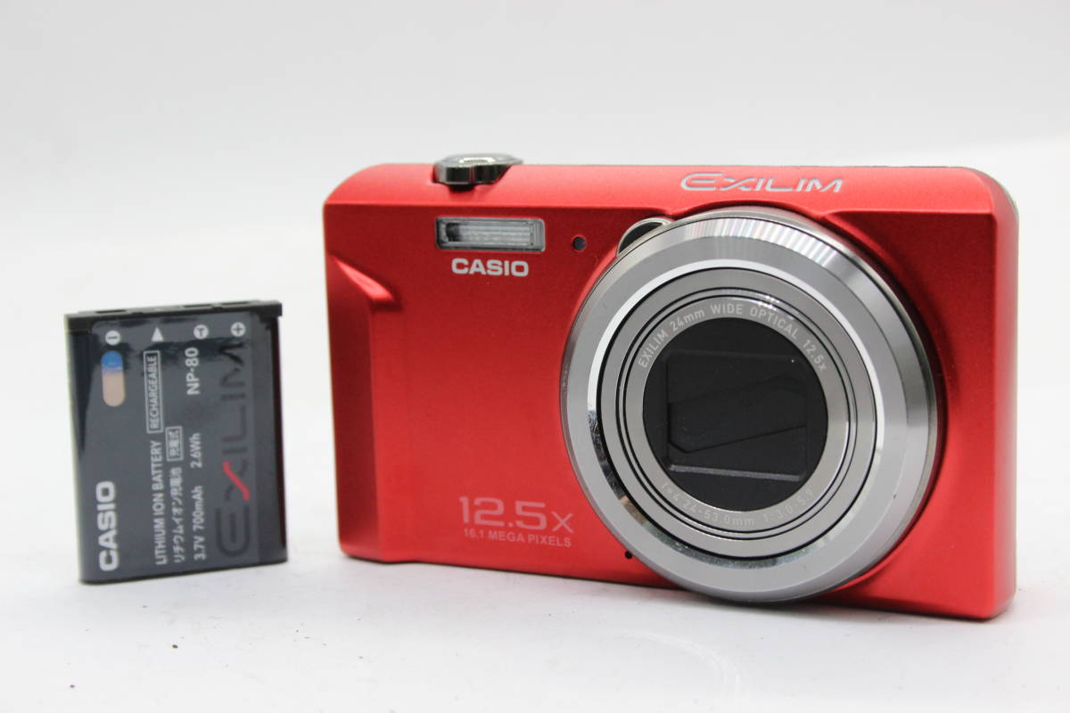 【美品 返品保証】 カシオ Casio Exilim EX-ZS160 レッド 24mm Wide 12.5x バッテリー付き コンパクトデジタルカメラ s455