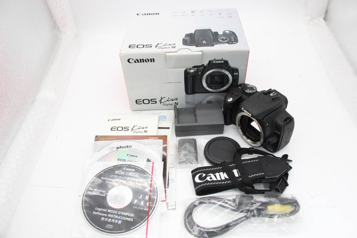【返品保証】 【元箱付き】キャノン Canon EOS Kiss Digital N バッテリー チャージャー付き デジタル一眼 ボディ s1229