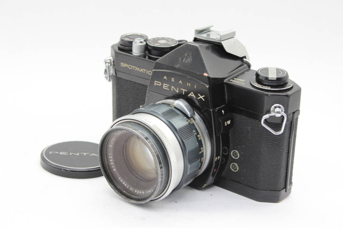 【返品保証】 ペンタックス Pentax Spotmatic SP ブラック Auto-Takumar 55mm F2 前期型 M42マウント ボディレンズセット s932の画像1