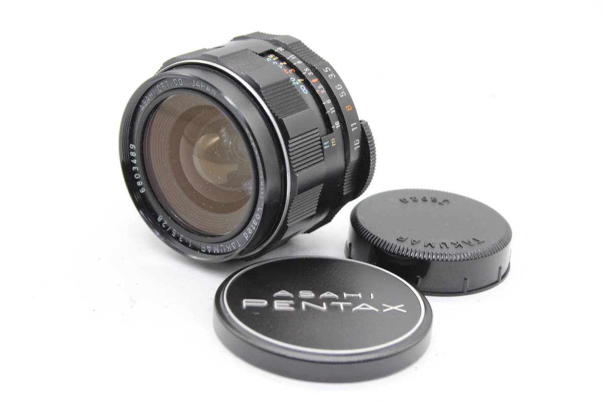 【返品保証】 ペンタックス Pentax Super-Multi-Coated Takumar 28mm F3.5 前後キャップ付き M42マウント レンズ s947