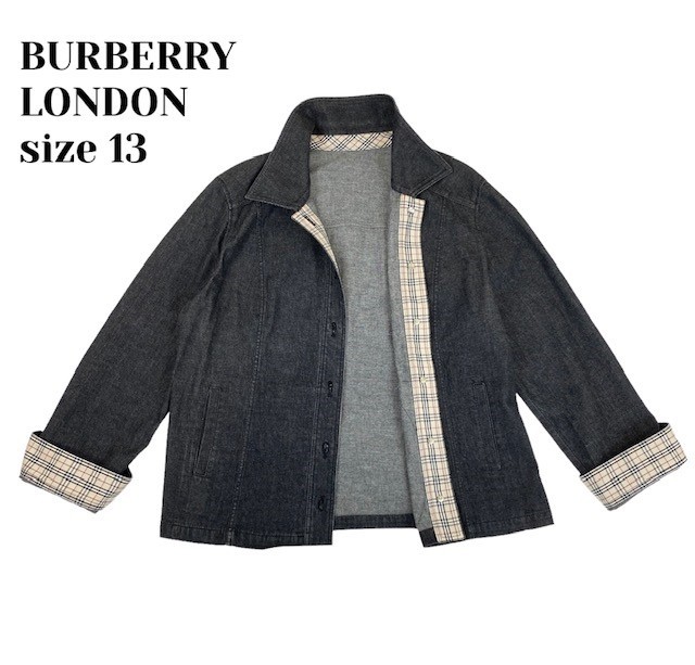 中古 バーバリーロンドン BURBERRY LONDON デニムジャケット インディゴグレー レディース 大きいサイズ 13_画像1