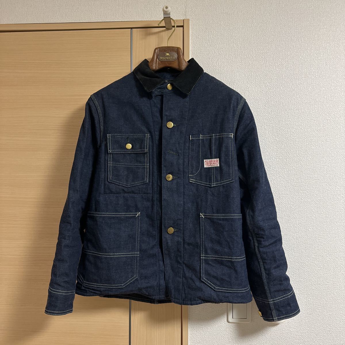 アットラスト　atlast&co timeworn clothing butcher products デニム　カバーオール　ブランケット　38 美品　ブッチャープロダクツ_画像1