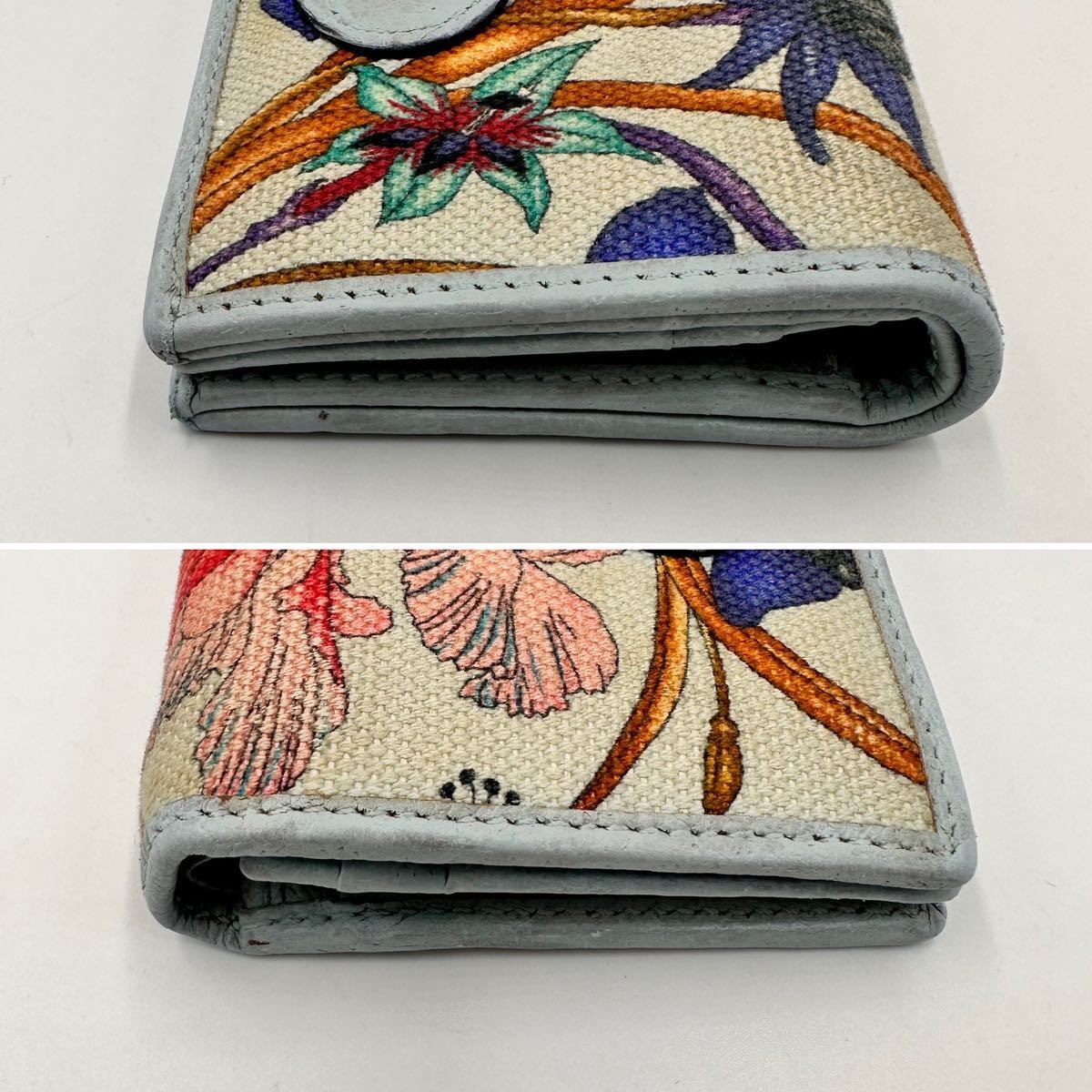 新品】グッチ GUCCI 二つ折り財布 花柄 ライトブルー 新品】グッチ GUCCI 二つ折り財布 花柄 ライトブルー
