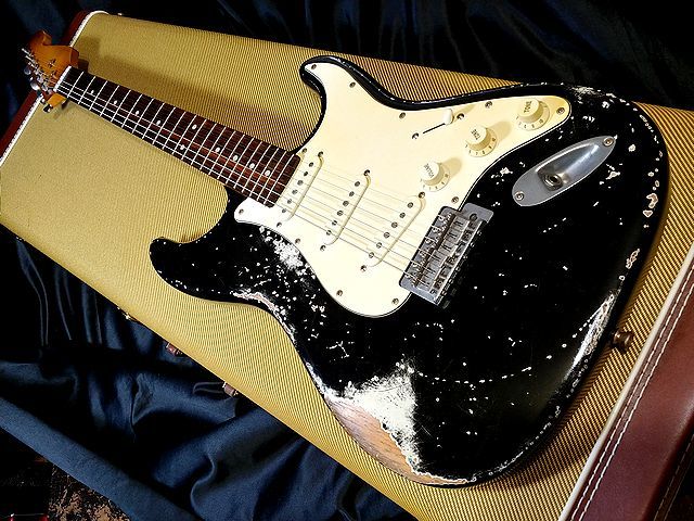 ◆◇◆All Lacquer Finish Heavy Relic VintageBlack Stratocaster CustomElectronicsModify ◆