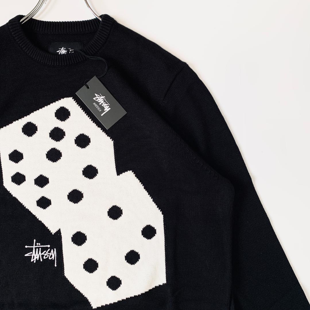 STUSSY黒ニット セーター サイコロ-