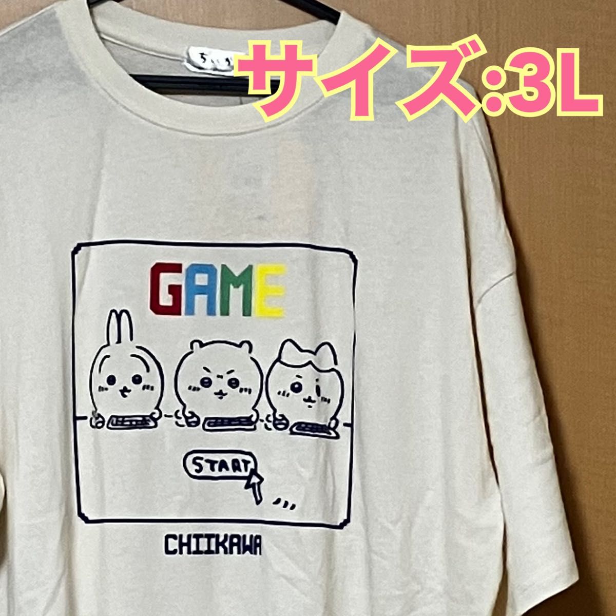 【新品タグ付き】 ちいかわ　ハチワレ　うさぎ　半袖　3L オーバーサイズ tシャツ　オフホワイト　レディース　メンズ　game