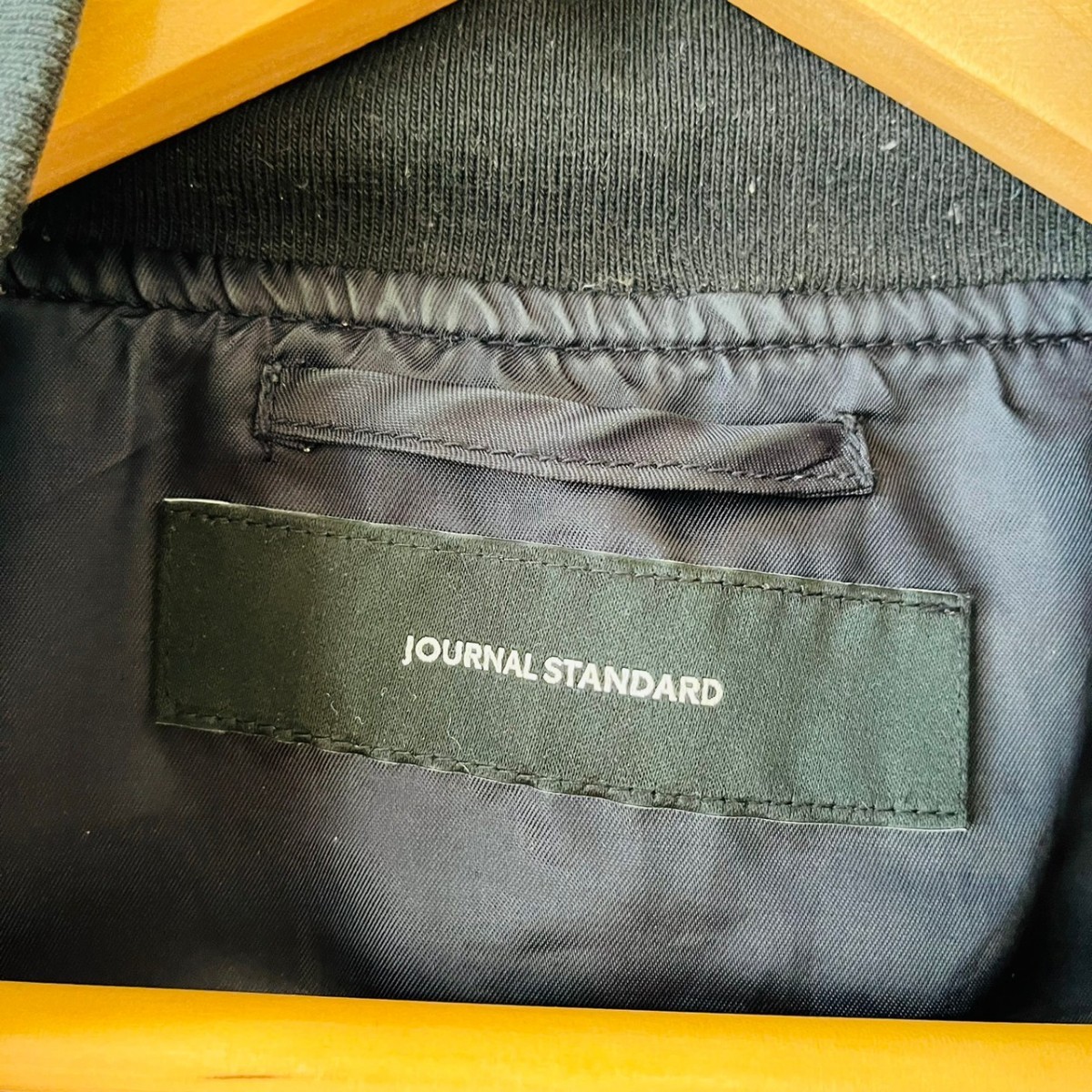 H5021cL JOURNAL STANDARD ジャーナルスタンダード サイズS MA-1 ブルゾン JACKET ジャケット ジャンパー ネイビーブラック メンズ 古着_画像6