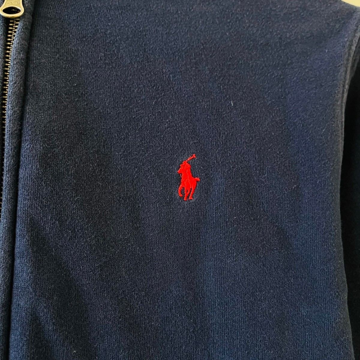 H5199cL POLO RALPH LAUREN ポロラルフローレン サイズM (10~12) 150cm位 キッズ ジップアップパーカー ネイビー 紺色 カジュアル 古着_画像6